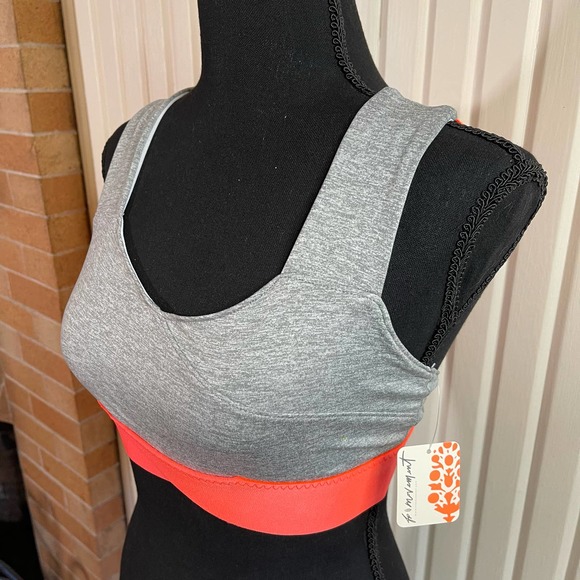 Free People Movement Orange Gray Just Breathe Sports Bra Size XS - Picture 2 of 8